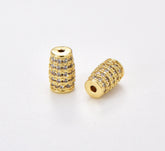 18K Gold Filled Cylinder Shape Spacer Beads, Lead Bullet Shape Bead, CZ Micro Pave Tube Spacer Beads for DIY Jewelry Making Charms, BD134